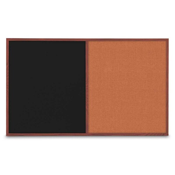 United Visual Products Enclosed Corkboard, 3 Door, 96"x48", 4" Fra UV3406-BLACK-PEARL - main